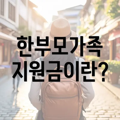 한부모가족 지원금이란?