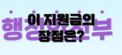 이 지원금의 장점은?
