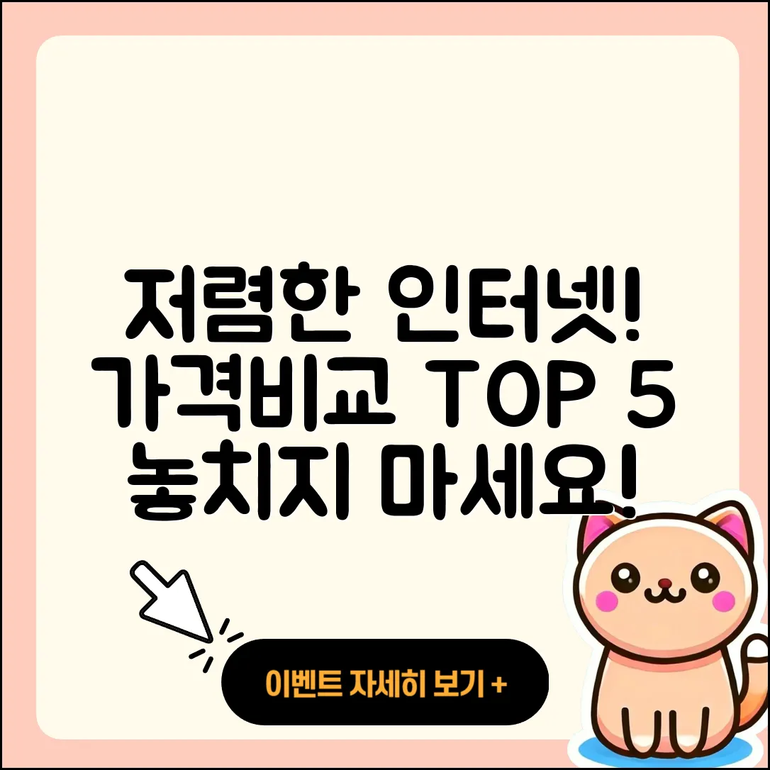 인터넷가입 가격비교, 저렴한 요금 5가지